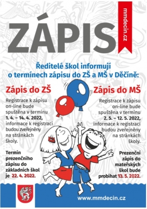 V Děčíně startují zápisy do základních škol on-line 1. dubna