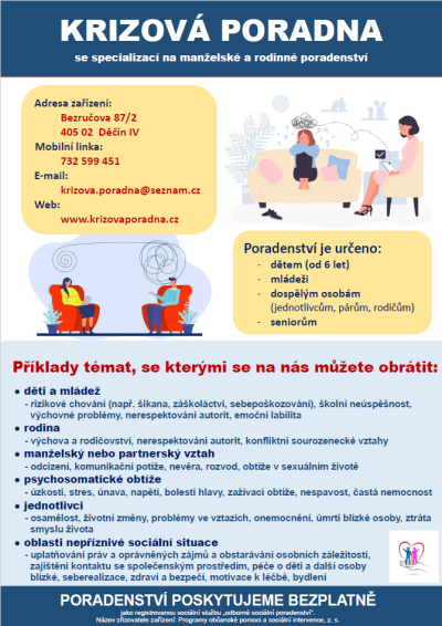 Krizov&aacute; poradna v Děč&iacute;ně pom&aacute;h&aacute; zdarma dětem i dospěl&yacute;m