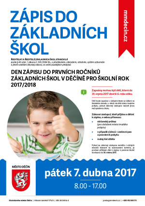 Zápis dětí do 1. ročníků základních škol v Děčíně pro školní rok 2017/2018